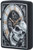 Зажигалка ZIPPO Skull Clock Design с покрытием Black Matte, латунь/сталь, чёрная, матовая, 38x13x57 
