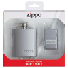 Подарочный набор ZIPPO: фляжка 89 мл и ветроустойчивая зажигалка Brushed Chrome, латунь/сталь, Сереб